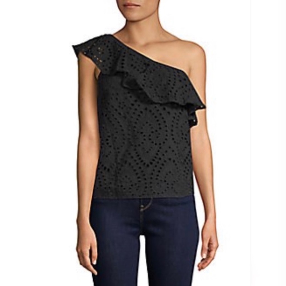 Design 365 Asymmetrical Ruffle Eyelet Design Top - Picture 4 of 8